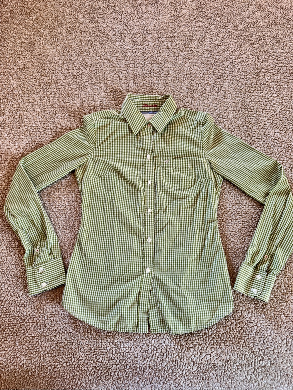 American Eagle Outfitters Favorite Green Gingham Button Down Shirt
